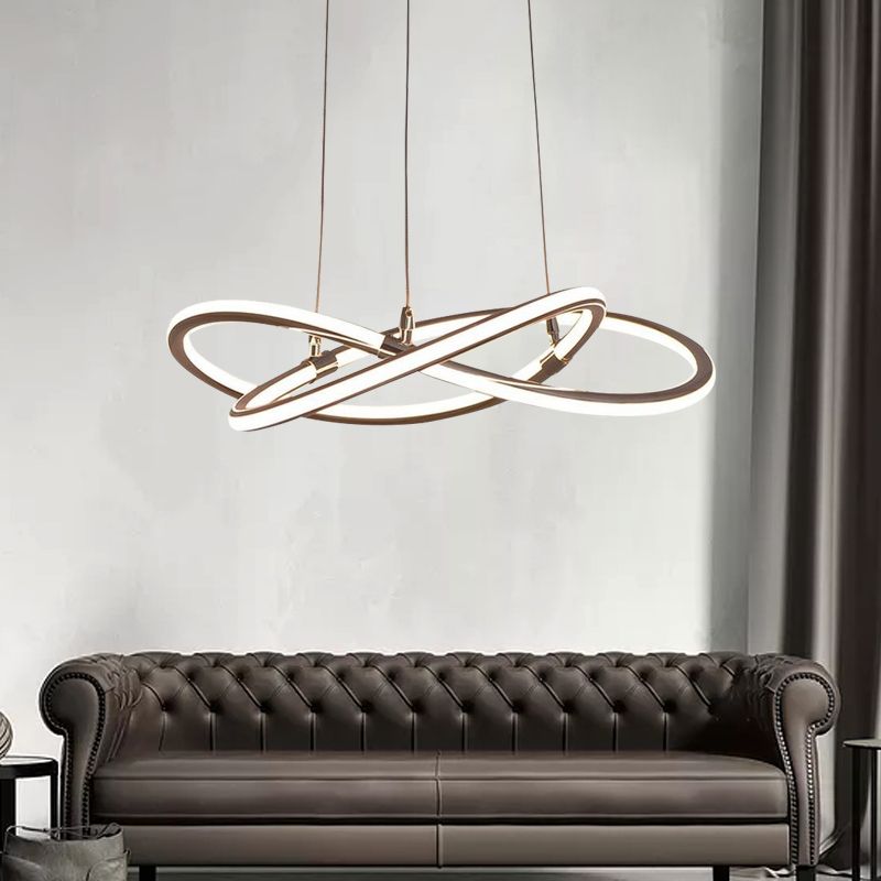 Modern Metal Hanging Ceiling Lights Linear Pendant Chandelier for Dining Room