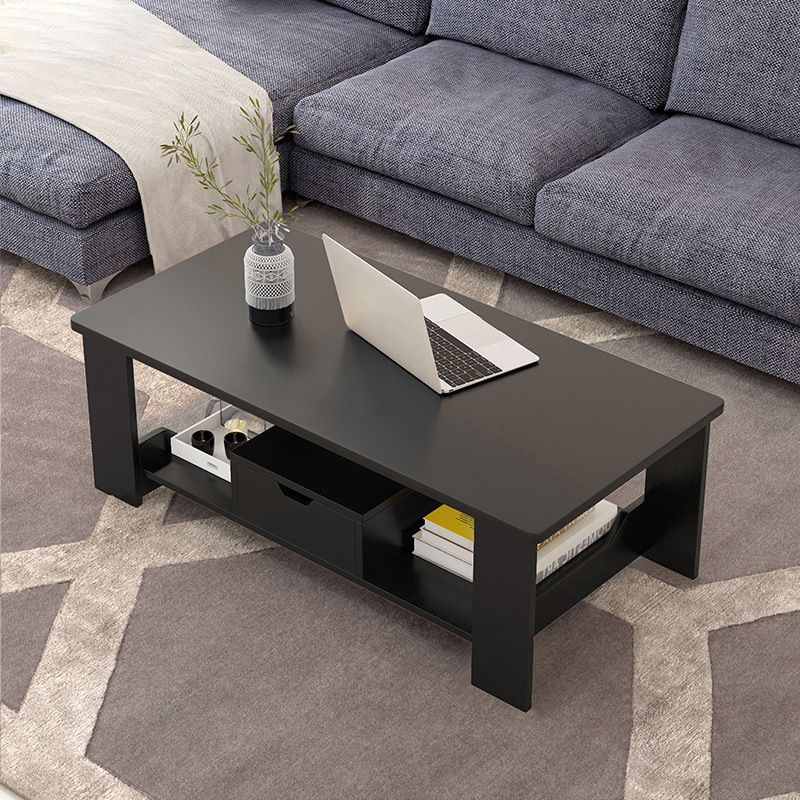 Modern Manufactured Wood Coffee Table with Storage Rectangular Cocktail Table