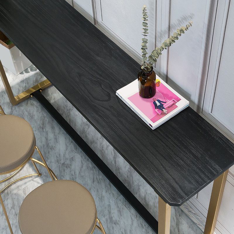 Glam Style Wooden Bar Counter Table Rectangle Bar Counter Table with Metal Legs