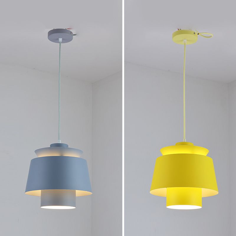 Luminaire pendant multicouche macaron aluminium 1 lampe à chute