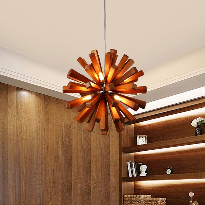 Wood Dandelion Ceiling Lighting Nordic Style Chandelier Light Fixture for Restaurant