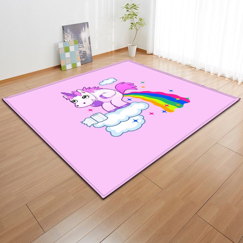 Dark Purple Modern Rug Polyester Horse Indoor Rug Washbale Rug for Home Decor