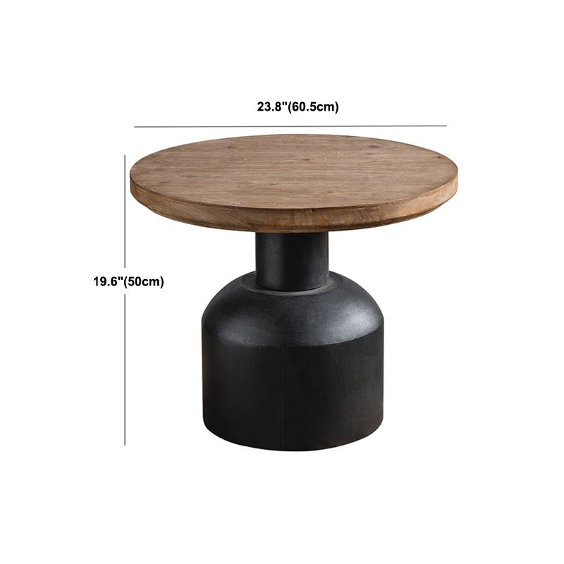 French Country Distressed Wooden Coffee Table Round Top Cocktail Table for Living Room