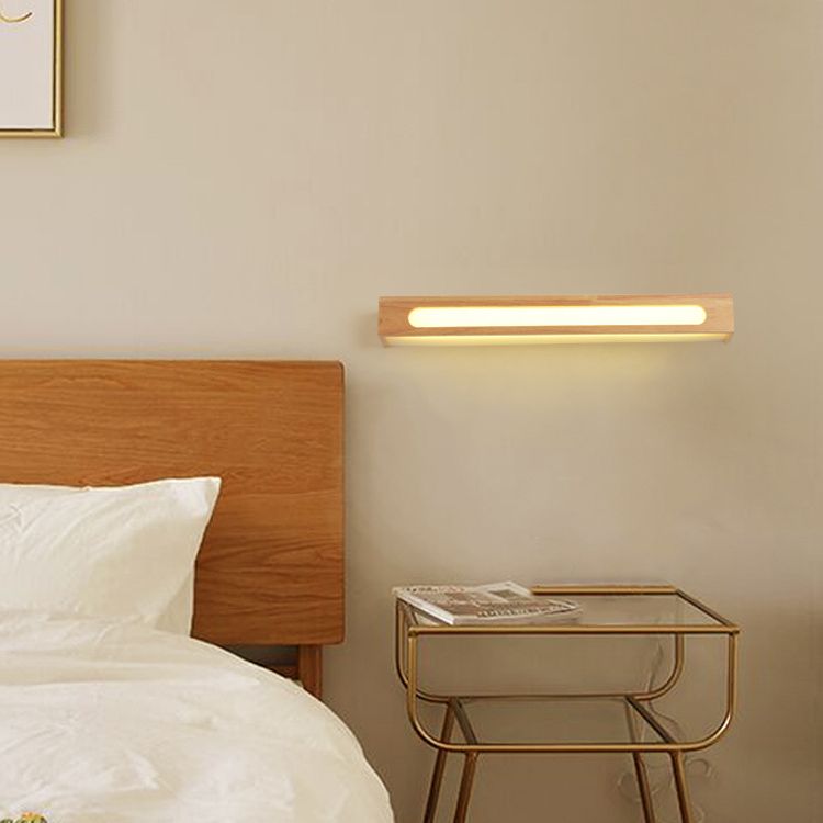 Wooden Rectangular Wall Sconce Lighting Modern Style LED Beige Sconce Light Fixture