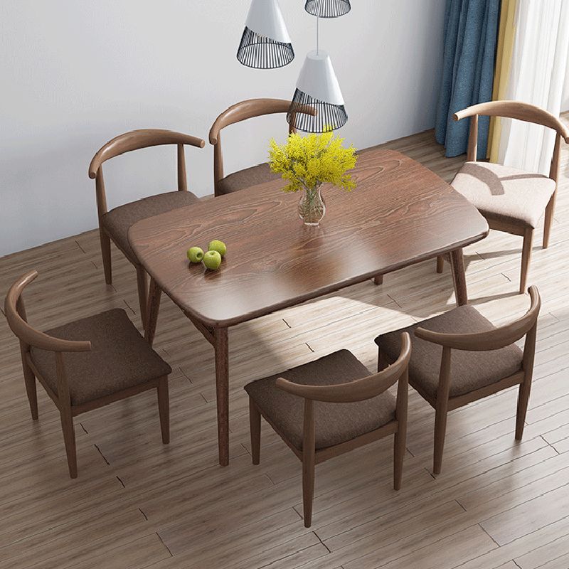 Contemporary Rectangular Wooden Dining Table with Trestle for 2-4 People
