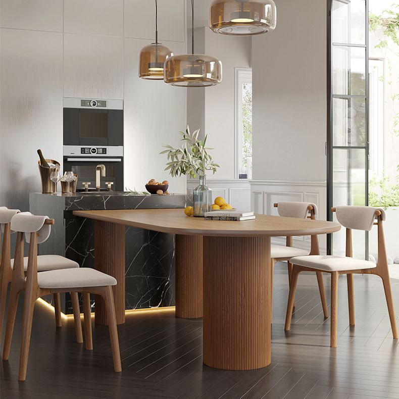 Modern Pine Wood Dining Table 3 Wooden Legs Table for Dining Room