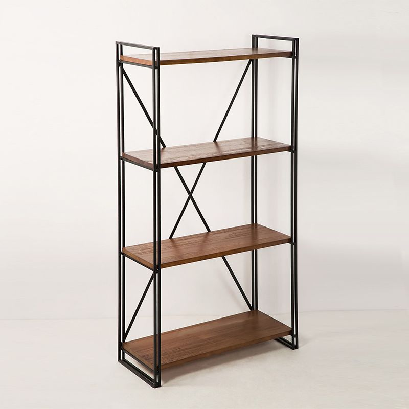 Wooden Open Back Bookshelf Etagere Industrial Bookcase with Shelves