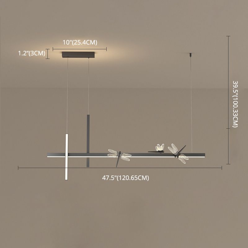 Luces de isla colgantes de libélula ultra contemporánea accesorios de iluminación de araña acrílica para restaurante