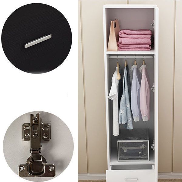 Contemporary Style Wardrobe Armoire Wood Non-Hanging Armoire with Door