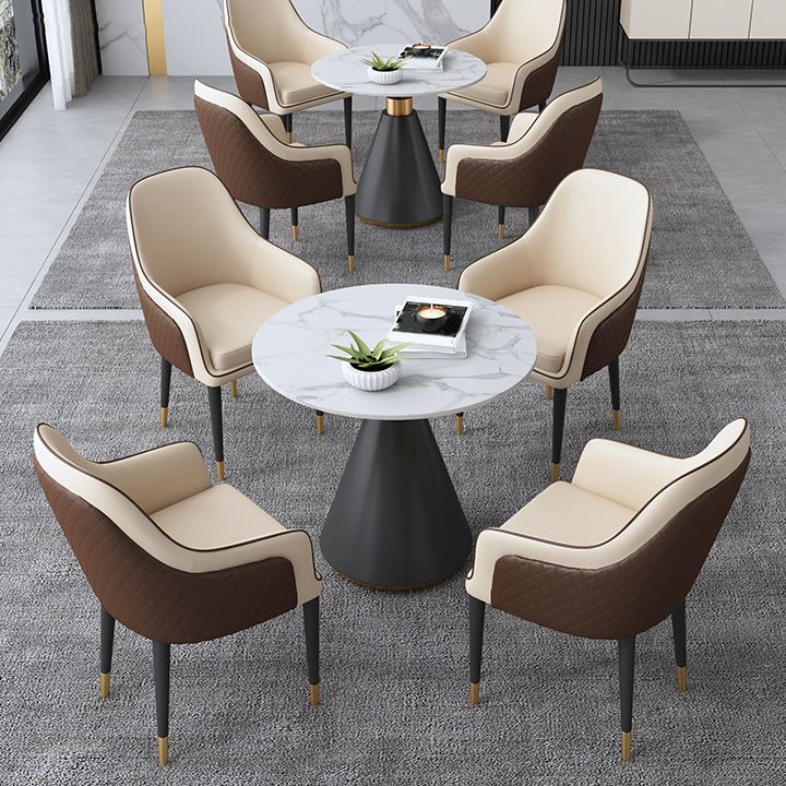 Modern Dining Set 1/5 Pieces Round Stone Dining Table for Living Room