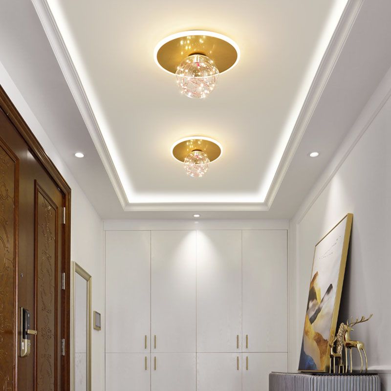 Global Glass Plafonnier moderne à 1 lumière à montage encastré à LED pour couloir