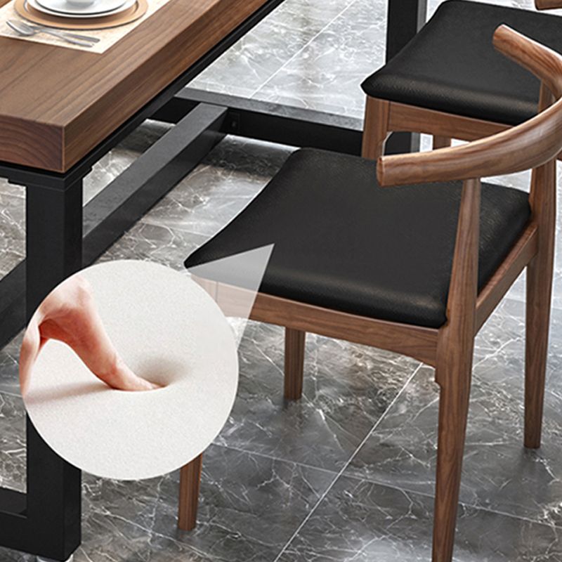 Industrial 1/2/5 Pieces Dining Set Rectangle Natural Trestle Dinette Set with Black Base