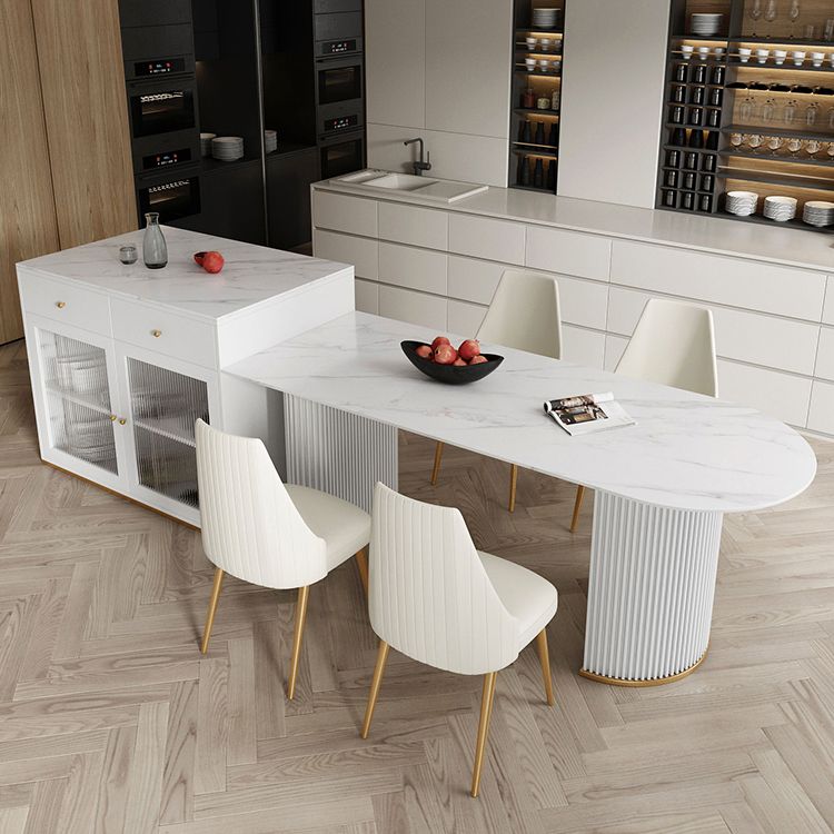 Metal Modern Free Form Indoor Table Sintered Stone Table for Kitchen and Dining Room