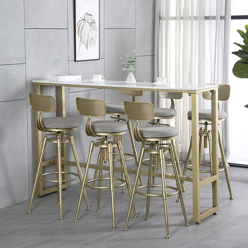 Glam Style Gold 41.3"H Bar Table Marble White Rectangle Top Bistro Table