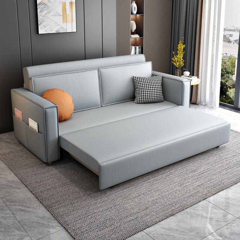 Scandinavian Sofa Bed Faux Leather Sleeper Sofa with Storage