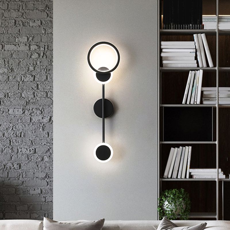 Moderni semplici luci a parete a led nere lampade a parete metallica per soggiorno