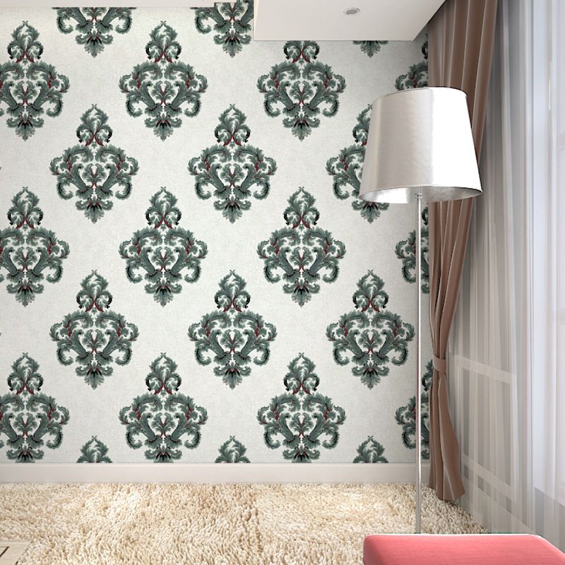 Floral Damask Wallpaper Glam 3D Embossed Wall Covering in Light Silver for Bedroom