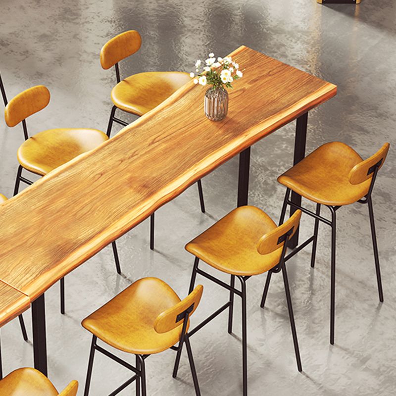 Faux Leather Bar Stools Scandinavian Low Back Armless Barstool with 4 Iron Legs