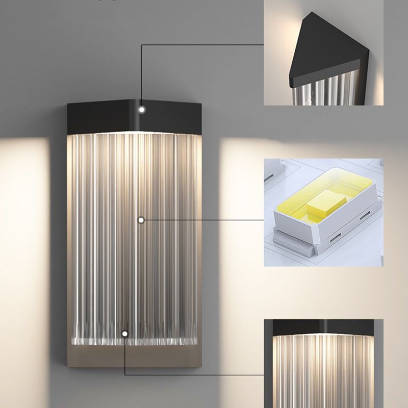 Simple Wall Sconce Black Outdoor Wall Light Fixture with Acrylic