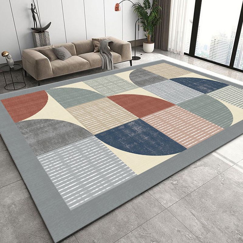 Distinctive Geometric Pattern Area Rug Simplicity Modern Indoor Carpet Polyester Non-Slip Backing Rug for Living Room