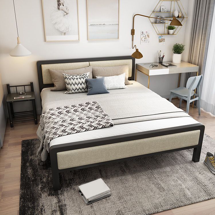 Contemporary Low Profile Panel Bed Upholstered Standard Bed in Black