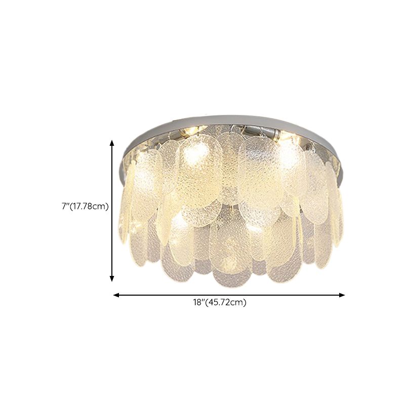 Metal Modern Flush Mount Circle Shape Ceiling Light with Glass Shade for Living Room