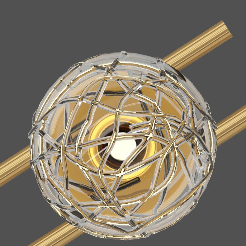 18" H Full Copper Wall Lamp Transparent Glass Globe Shade Nordic Style Metal Lines Sconce Lights for Bedroom