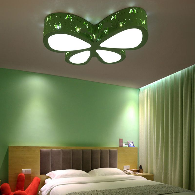 Kleuterschool Geëtst Vlinder Plafond Mount Licht Metaal Cartoon LED Flush Light Fixture