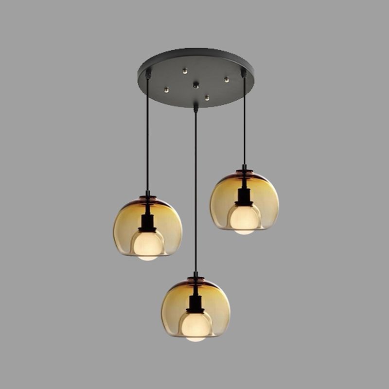 Modern Artistic Indoor Pendant Light Lacquered Iron Globe Hanging Lamp with Glass Shade