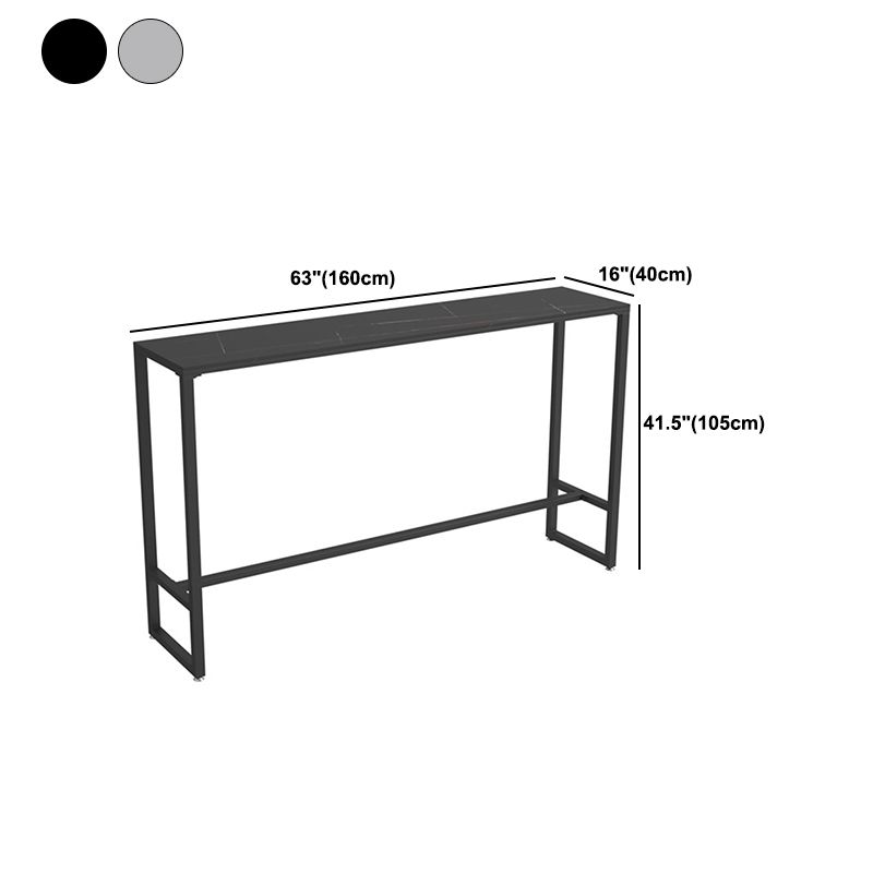 Industrial Rectangle Bistro Table Matte Finish Stone Top Bar Table