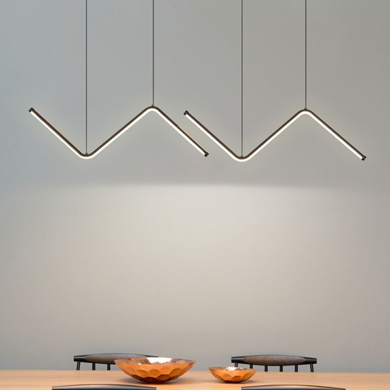 Modern Style Linear Pendant Light Fixtures Metal 2 Lights Led Hanging Lamp