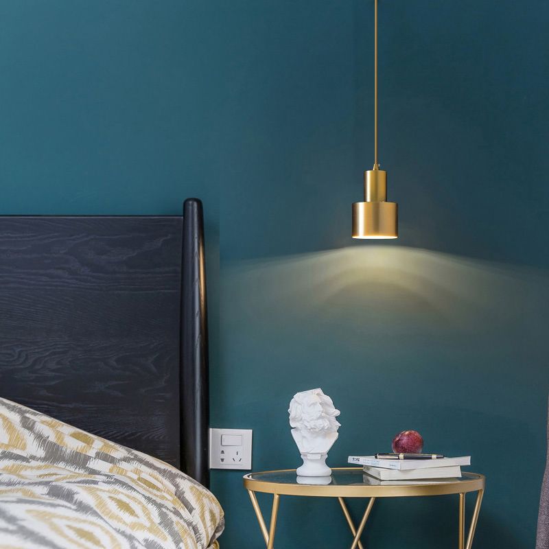 Minimalist Pendant Lighting Fixture Cylinder Hanging Ceiling Light with Metal Shade