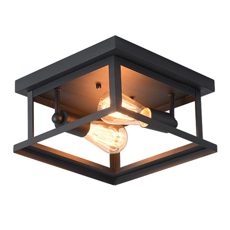 Square Flush Mount Ceiling Light Nordic Industrial Style Metal Ceiling Mount Chandelier for Hallway