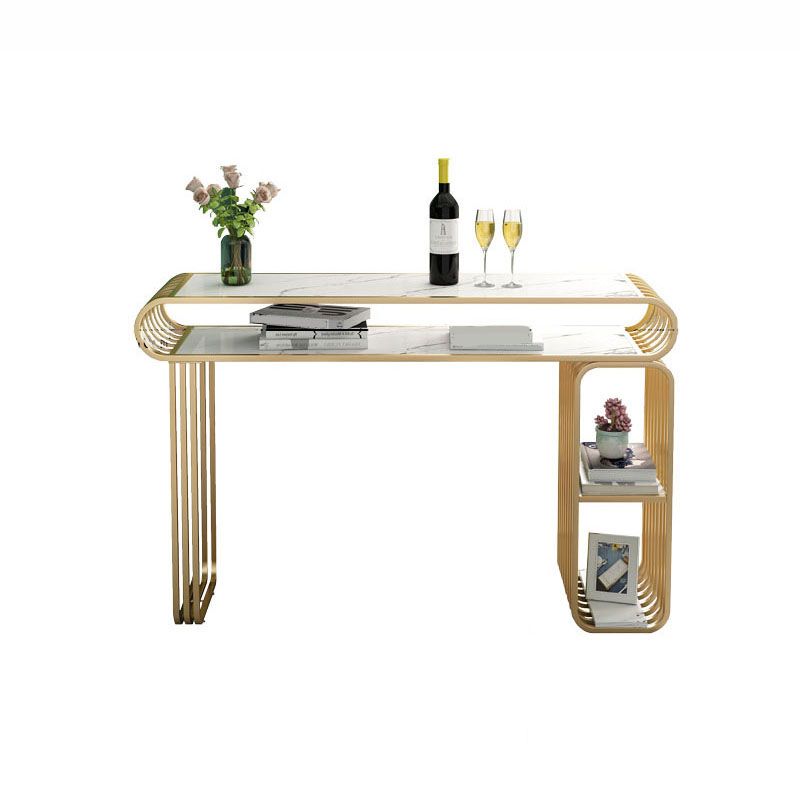 Luxurious Rectangular Pub Table Set 1/3 Pieces Stone Top Counter Table with High Stools