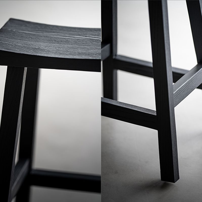 Modern Style Counter Stool Black Solid Wood Bar Stool for Indoor