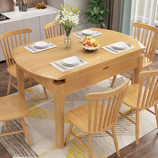 Moderne eettafel van rubberhout, ronde tafel met 4 poten voor eetkamer