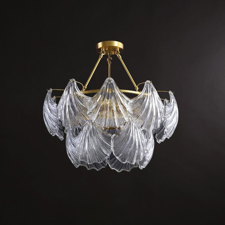 Shell Chandelier Light Fixture Vintage Clear Glass Pendant Lighting for Restaurant