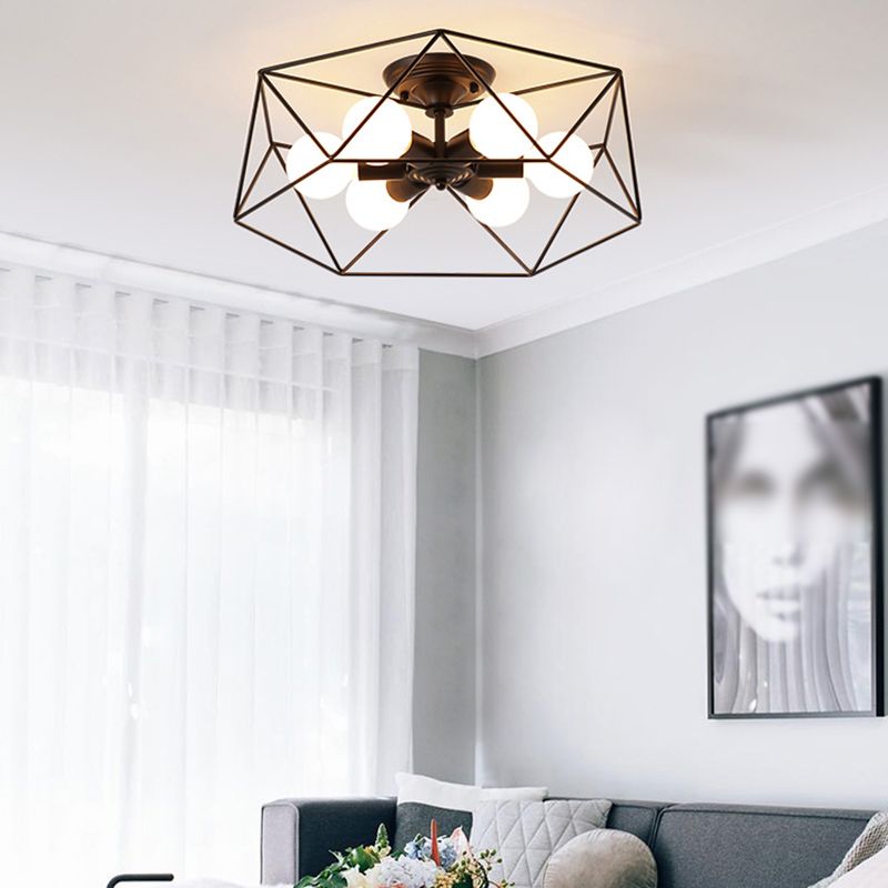 Metalen geometrische schaduw spoel plafondlicht industrieel multi lights plafondlamp armatuur