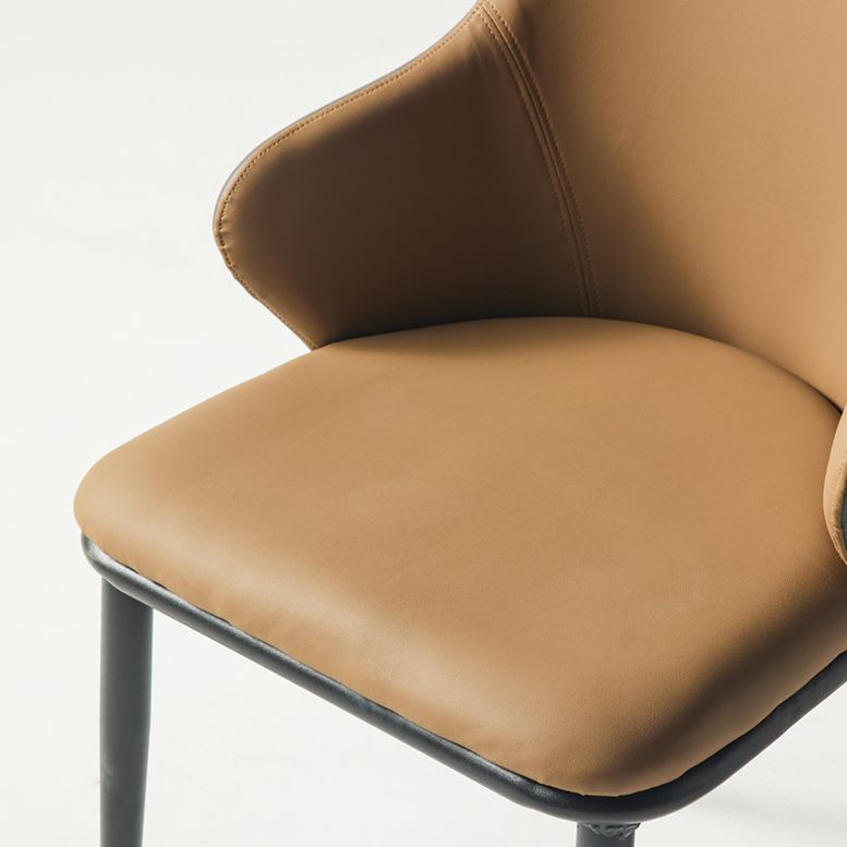 Fauteuil en cuir de restaurant contemporain, finition mate, chaise de salle à manger Parsons