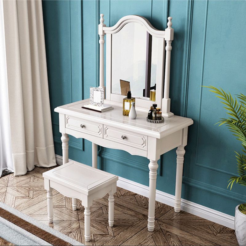 3-Piece Set Makeup Vanity Victorian Mirror and Stool Dressing Desk