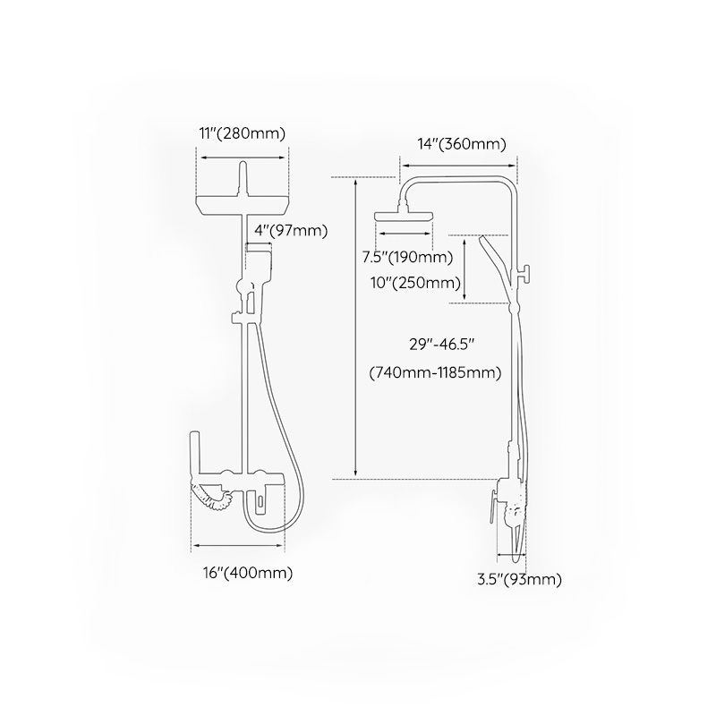 Modern Shower Faucet Adjustable Spray Pattern Shower Head Combo