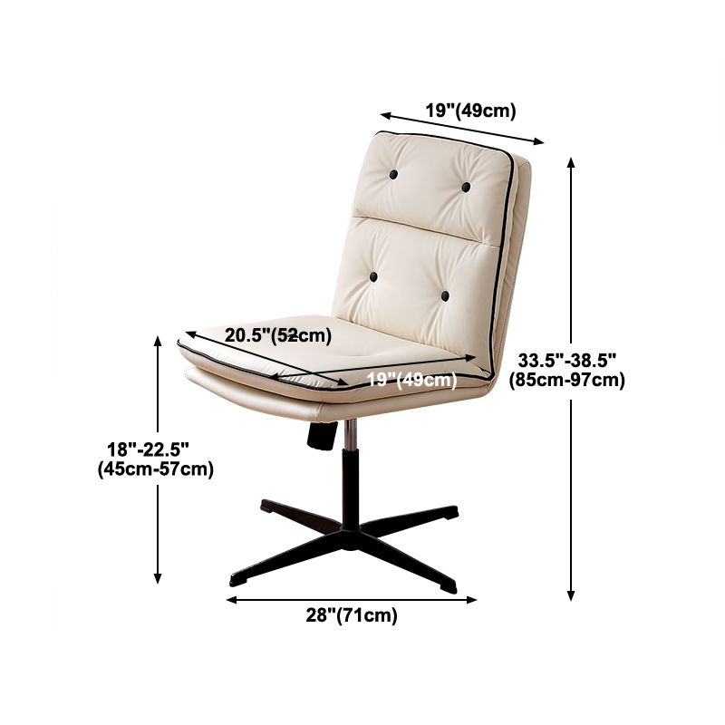 Mid-back Office Chair Leather Seat with Fixed Armrest and Tufted Office Chair