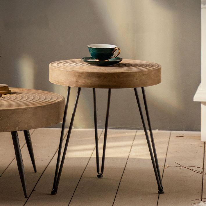 Scandinavian 4 Legs Cocktail Table Round Wooden Coffee Table for Home