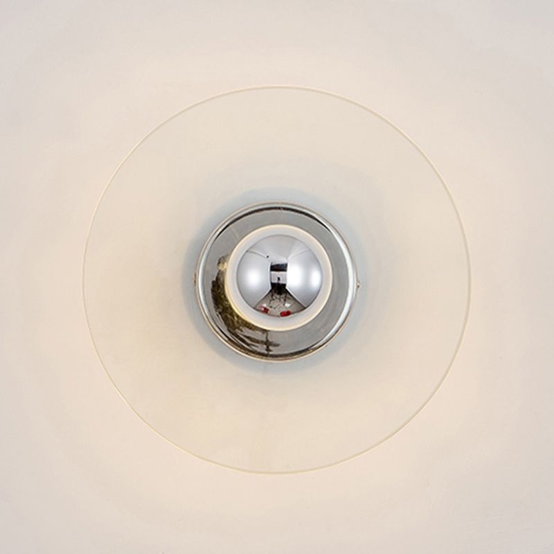 Glass Circle Wall Sconce Single Bulb lampada a parete in stile contemporanea in chiaro per camera da letto