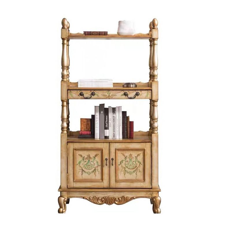 Industrial Rubberwood Chest with Doors Storage Cabinet with Shelves