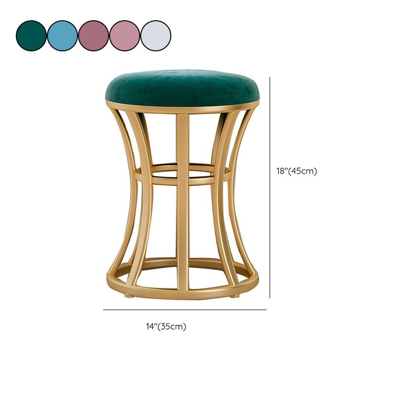 Velvet Ottoman Solid Color Round Metal Frame Fade Resistant Modern Ottoman