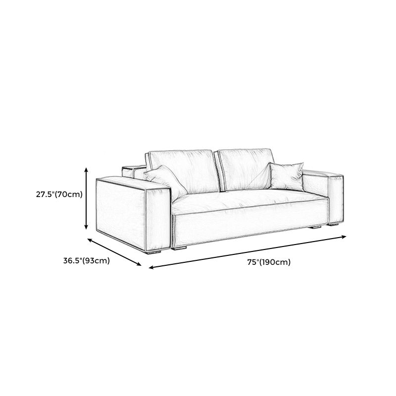 Tan Genuine Leather Tight Back Square Arm Sofa/Sectional for Living Room
