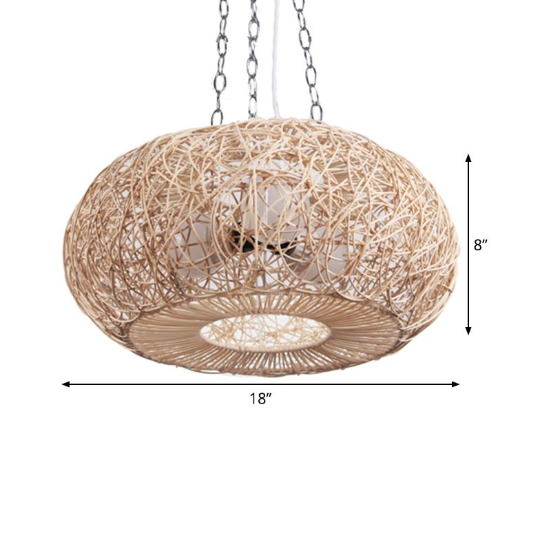 Lantaarn kroonluchter verlichting Japanse bamboe 3 bollen beige hanger verlichtingsarmatuur