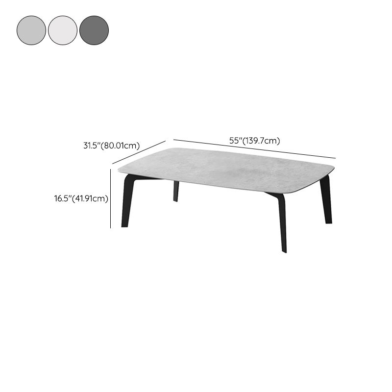 Rectangular Slate 4 Legs Coffee Table 16.5" High Stone 1 Single Cocktail Table