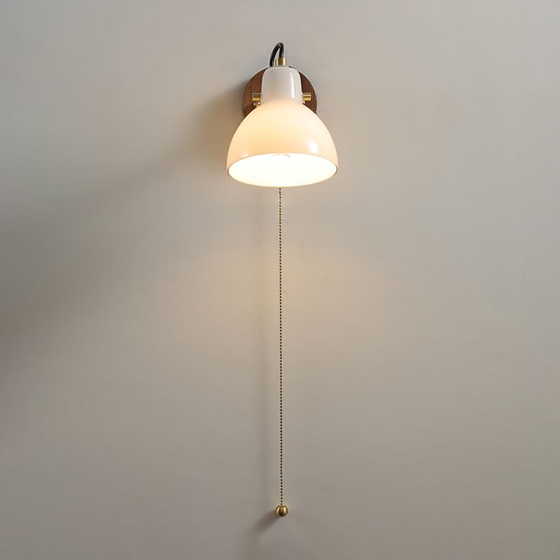 Japanese Style Wall Light Dome Shape Wall Lamp with Glass Shade for Living Room